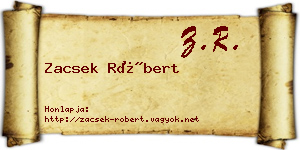 Zacsek Róbert névjegykártya